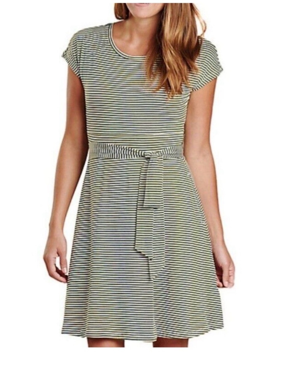 Toad and co Striped Short Sleeve Belted Fit & Flare Dress - xl